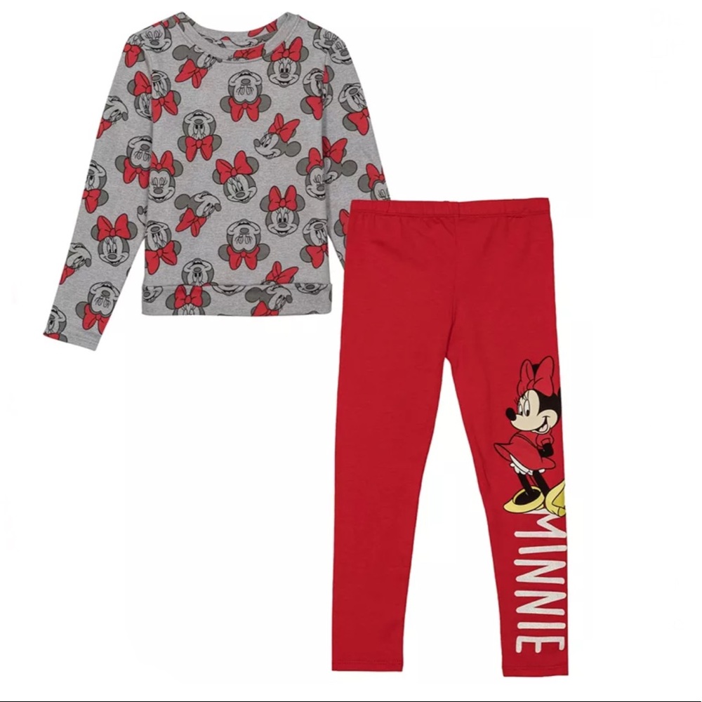 Disney Junior little girls Minnie Legging + Long sleeve Tshirt